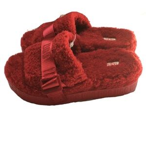 UGG Red Fluffita Slide Ribbon Sandals
